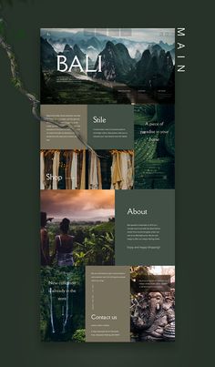 the website design for bali is designed to look like it has been created in photoshopped