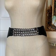 Stretchy 3 Row Chained Diamond Belt. Has 3 Snap Closure On Back. Metal Chain Is A Dark Charcoal Color. New With Tags Never Worn * Notice One Diamond/Crystal Is Missing In Corner (See Last Photo Please) Silver Crystal Chain Belt For Party, Bedazzled Belt, Bedazzled Belt Y2k, Studded Rhinestone Belt, Belt Rhinestone, Diamond Belt, Double Buckle Belt, Express Fashion, Crystal Belt