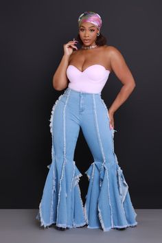 Best Online Women's Fashion Clothing Boutique Store - Swank A Posh Ruffle Jean Skirt, Wide Flare Jeans, Boutique Style Outfits, Boutique Store, Denim Maxi, Denim Maxi Skirt, High Rise Denim, Wide Leg Denim, Dark Wash Denim