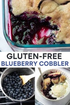 blueberry cobbler recipe with text overlay