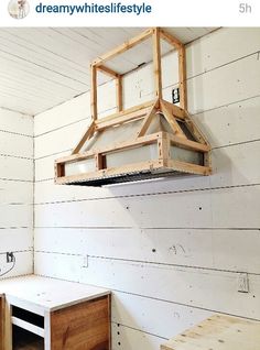 an unfinished kitchen with white walls and wood flooring is featured in this instagramted post