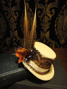 Steampunk Snail Cream Bridal Mini Top Hat by HikariDesign on Etsy, $48.00 Steampunk Snail, Chocolate Lace, Bridal Mini, Steampunk Party, Snail Cream, Victorian Hats