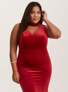 Special Occasion Red Velvet Cutout Neck Gown (Short Inseam Now Available), JESTER RED Red Dresses For Big Women, Red Latex Dress Plus Size, Hot Red Dress Plus Size, Bright Red Dress Plus Size, Red Dress For Chubby Ladies, Red Sequin Dress Short Plus Size, Cutout Gown, New Street Style, Active Outfits