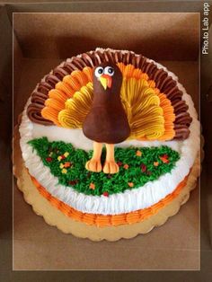 a decorated cake in the shape of a turkey