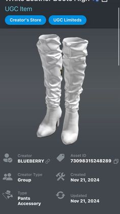 white leather boots high - heeled for the uglic item creator's store