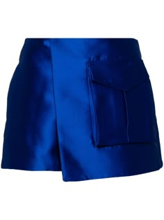 Find ISABEL SANCHIS Flap-pockets Wrap Shorts on Editorialist. blue silk wrap design satin finish front patch pocket rear zip fastening thigh-high Wyatt Flores, Skirt Png, Isabel Sanchis, Y2k Mini Skirt, Wrap Shorts, Dance Cover, Round Chair, Fashion Moodboard, Fashion Bottoms