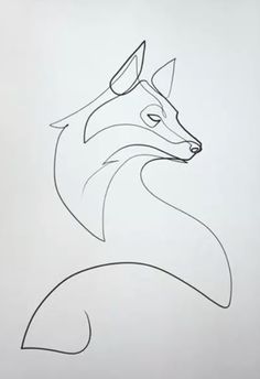 a line drawing of a fox's head