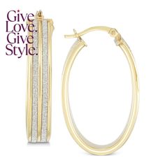 in stock Sparkling Yellow Gold Hoop Earrings For Gifts, Fine Jewelry Hoop Earrings With Plating For Anniversary, Yellow Gold Sparkling Hoop Earrings As Gift, Gold Sparkling Hoop Earrings For Formal Occasions, Gold Sparkling Hoop Earrings For Formal Events, Elegant Glittering Gold Jewelry, Hoop Jewelry With Glitter For Gifts, Glitter Jewelry Gift, Elegant Glitter Gold Jewelry