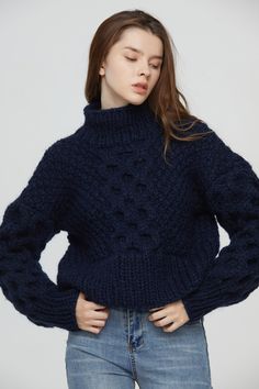 "Beautiful cable knit mohair short sweater is the best item for your wardrobe.  Features: * Large cable knit pattern on front and sleeves * 70% Kid mohair / 30% Nylon blended yarn - soft and light weight Size: S(us 0-4) M(us 6-8) L(us 10-12)XL(us 14-16).  Measurements: Size S: Chest - 40\"(102cm) Length - 20\" (50cm) Size M: Chest - 42\"(108cm) Length - 22\" (55cm) Size L: Chest - 44\"(112cm) Length - 24\" (60cm) Size XL: Chest - 46\"(118cm) Length - 26\" (65cm) If you want it in different measu Short Sweater, Oversized Sweater Women, Cable Knit Pattern, Woman Sweater, Glendale Az, Crochet Sweaters, Navy Sweater, Womens Sweaters, Oversize Women