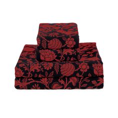 red and black floral print sheet set