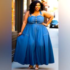 This Xpluswear Overalls Dress Is A Rich Denim Almost A Satin Material. She Is Tercel Xl Full Skirt And Pockets With A Side Zipper For Easy Access. She Is A Beauty Overalls Dress, Tencel Denim, Denim Maxi Dress, Denim Maxi, Satin Material, Overall Dress, Full Skirt, Maxi Dresses, Easy Access