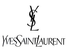 a black and white logo with the word ys saint laurent on it's side