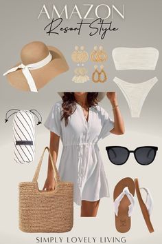 Amazon Resort Style | Swimsuits For Women | Bikini Tops | Bikini Bottoms | Swim Cover Ups | Beach Sunglasses | Beach Bag | Boho Purse | Boho Earrings | Beach Hat | Beach Dress | Beach Sandals | Resort Fashion Finds | Beach Towel | Summer Fashion Finds Sandals Resorts, Swimsuits For Women, Resort Fashion