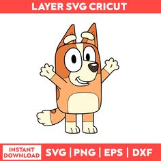 an image of a cartoon dog with the text layer svg cricut