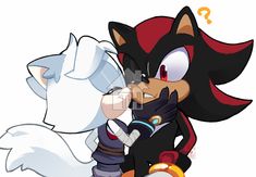 sonic the hedgehog and shadow the cat are kissing each other in front of a white background