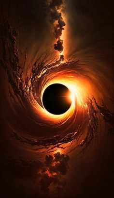 an image of a black hole in the sky that looks like it is going into space