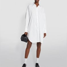 100% Cotton Oversized Shirt Dress. Classic Oversized Shirt Dress For Daywear, Classic Oversized Summer Dress, Oversized Shirt Dress, Bone White, Oversized Shirt, Rag & Bone, Bones, Colorful Dresses, Color White