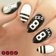 Nailpolis Museum of Nail Art | EXO'luXion by Becca (nyanails) K Pop Nails, Sports Nails, Football Nails, Gel Powder, Nagel Tips, Nail Stuff, Beauty Makeup Tips, Nail Designs Spring, My Nails