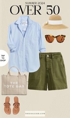 2024 Classic Summer Capsule Wardrobe for Women Over 50 — THE DAILEIGH Olive Shorts Outfit Summer, Olive Shorts Outfit, Classic Summer Capsule Wardrobe, Summer Outfit Ideas For Women, Classic Outfits For Women, Olive Pants