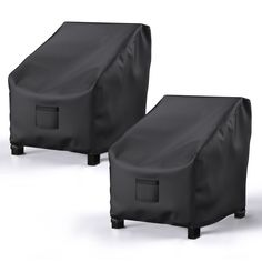 two black outdoor furniture covers sitting next to each other