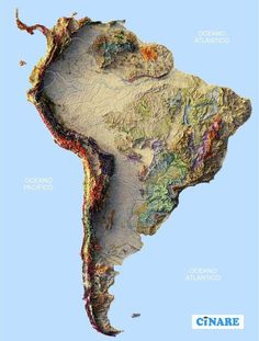 an image of the map of south america with all its major cities and rivers labeled