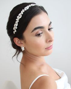 Hairpiece Wedding, Headband Wedding Hair, Bridal Hairpiece, Headband Wedding, Silver Headband, Angel Aura Quartz, Crystal Headband, Rhinestone Headband, Crown Headband