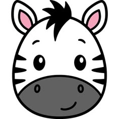 a cartoon zebra's head is shown in black and white