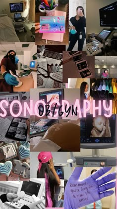 a collage of photos with the words sonson of photography on them and images of people working in computers