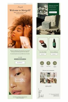 an image of a website design for a skin care company, with two pages showing the front page and back page