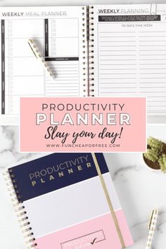 a planner with the words,'productivity planner stay your day'on it