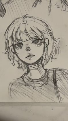 a drawing of a girl with big eyes