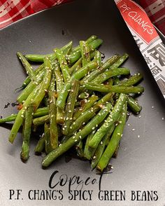 green beans with sesame seeds on a plate