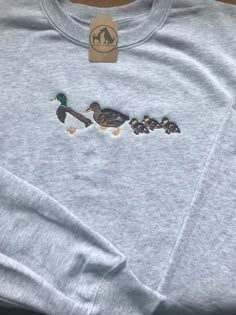 Mallard Duck Sweatshirt Cute Little Duck Family Gifts. - Etsy UK Duck Sweatshirt, Duck Embroidery, Duck Family, Smink Inspiration, Little Duck, Mallard Duck, Cute Sweatshirts, Embroidered Clothes