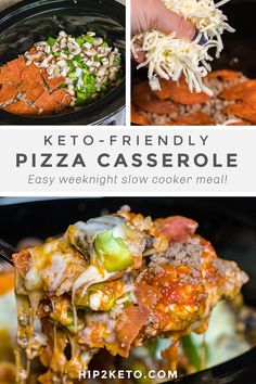 the instructions to make keto - friendly pizza casserole in an instant pressure cooker