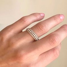 Floating Gold and Round Diamond Wedding Ring | Berlinger Jewelry Wide Engagement Ring, Floating Diamond Ring, Round Diamond Wedding Rings, Mens Diamond Band, Wedding Ring Styles, Wedding Day Jewelry, Eternity Rings, Diamond Stacking Rings, Three Rings