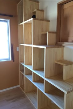 the shelves are made out of plywood boards