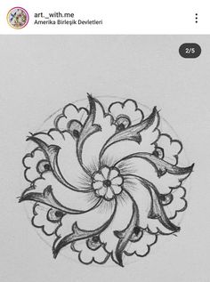 a drawing of a flower in the middle of a circle