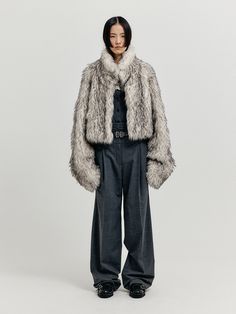 Grey Fur Coat Outfit, Grey Fur Jacket, Faux Fur Short Coat, Colorful Faux Fur Coat, Faux Fur Coats Outfit, Fur Jacket Outfit, Short Fur Coat, Short Faux Fur Coat, Fur Coat Outfit