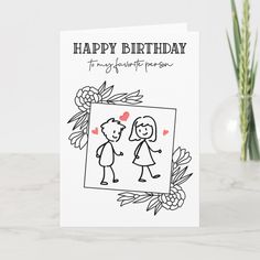 a happy birthday card with an image of a man and woman holding each other's hands