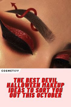 Easy Halloween Makeup Devil, Devil Makeup Women, Halloween Devil Make Up, Female Devil Makeup, Devil Make Up Halloween Easy, Devil Costume Makeup Easy, Devil Make Up Women, Halloween Makeup Devil Easy, Devil Eye Makeup Halloween