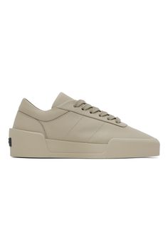 Taupe Aerobic Low Sneakers by Fear of God on Sale Fear Of God, Low Sneakers, Leather Sneakers, Patch Logo, On Sale, Lace Up, Heels, Sneakers, Leather