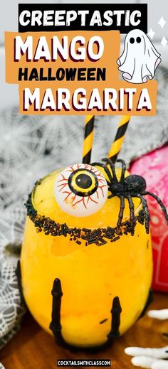 Spooky Halloween Margarita Popular Mixed Drinks, Frozen Mango Margarita, Cocktails Tequila, Vodka Mixed Drinks, Halloween Juice, Margarita Ingredients, Fun Drinks Alcohol