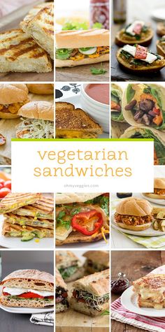 a collage of different sandwiches with the words vegetarian sandwiches