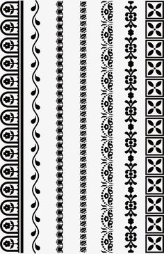 some black and white designs on a white background, each with different lines in the middle