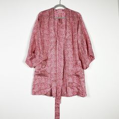 New Eberjey Inez Leopard Spot Haute Red Printed Washable Silk Short Robe Small 100% Machine Washable Silk Short Kimono Sleeve Robe Removable Belt For Custom Fit New With Tags! [Levoff] Red Silk Robe Short, Leopard Spots, Short Kimono, Silk Shorts, Sleepwear Robe, Kimono Sleeve, Pink Red, Custom Fit, Women's Intimates