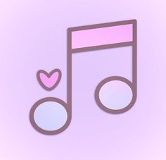 a musical note with a heart in the middle on a light purple and pink background