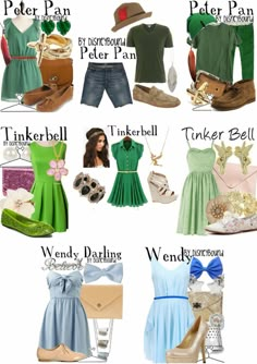 Disney Princess Inspired Outfits, Disney Character Outfits, Disney Bound Outfits Casual, Tinkerbell Costume, Princess Inspired Outfits, Disney Dress Up, Disney Clothing, Disney Princess Outfits, Disney Themed Outfits