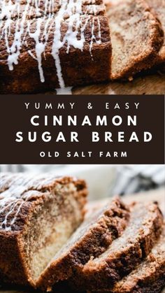 cinnamon sugar bread sliced on top of a cutting board