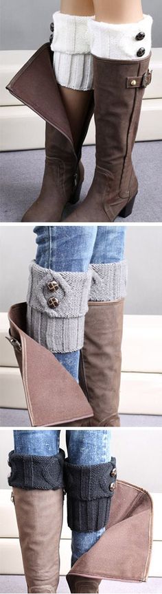 We're just here to make you envy by others. Envy Me Boot Cuffs features twist pattern with buttons. See the full collection at CUPSHE.COM ! Knitted Boot Cuffs, Knit Boot, Boot Cuff, Mode Shoes, Boot Toppers, Crochet Boots, Twist Pattern, Knitted Socks