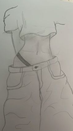 a drawing of a man's pants with a belt around his waist and no shirt on